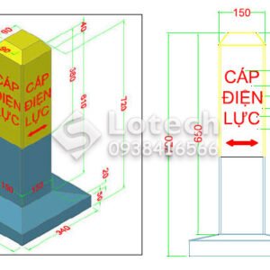 Bản Vẽ Cột Mốc Bê Tông Cảnh Báo Cáp Ngầm Điện Lực - Lotech